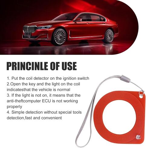 2 PCS Key ECU Test Coil, Fast Checking Key Lock Chip Coil Tester, ABS Induction Signal Detector Card, Universal Anti-theft Auto Ignition Diagnostic Ring, for Most Cars, Trucks, SUVs (Red) in Kuwait
