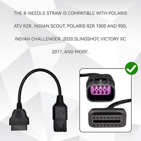 OBD2 Adapter Cable for Polaris Diagnostic Code Reader Scan Tool, 8 Pin to 16 Pin Female ATV Motorcycle OBDII Connector for RZR, Ranger, Slingshot, Sportsman, General, ACE Accessories in Saudi Arabia