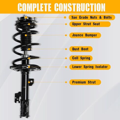 مجموعة دعامات أمامية كاملة مع زنبرك ملفوف متوافق مع مجموعة ممتص الصدمات Toyota Sienna 2011-2014 FWD 172781 172782، يسار ويمين، قطعتان in Kuwait