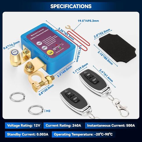 Remote Battery Disconnect Switch for Car, 12v 240A Battery Kill Switch Upgrade Smart Voltage Car Kill Switch Anti-Theft, Prevent Battery Drain, Remote Battery Kill Switch for Car, Truck, RV in Saudi Arabia