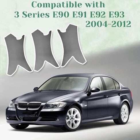 3PCS Hand Sewing Door Pull Handle Outer Cover Compatible with BMW 3 Series E90 E91 E92 E93 2004 2005 2006 2007 2008 2009 2010 2011 2012, Vinyl Leather Upholstery, Gray in Kuwait