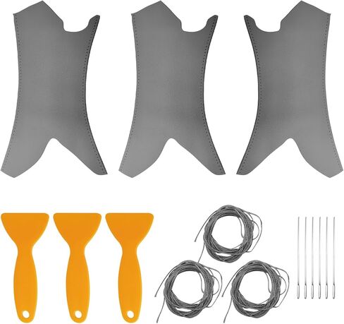 3PCS Hand Sewing Door Pull Handle Outer Cover Compatible with BMW 3 Series E90 E91 E92 E93 2004 2005 2006 2007 2008 2009 2010 2011 2012, Vinyl Leather Upholstery, Gray in Kuwait