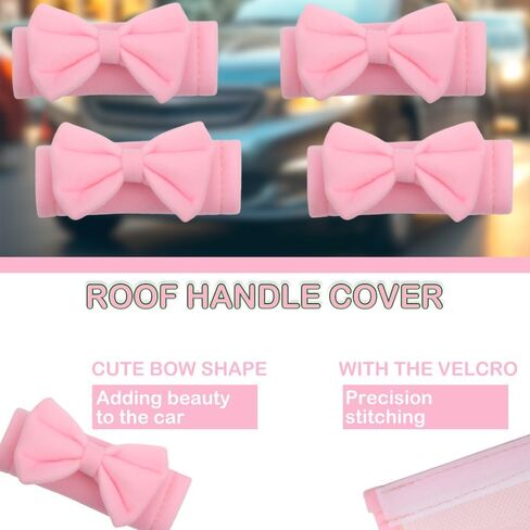 4 Pcs Car Inside Roof Handle Cover Bow Shape Anti-Scratch Vehicle Inner Front Rear Door Pull Handle Protector for Most Truck SUV RV (Pink) in Saudi Arabia