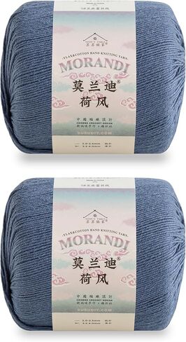 Susan's Family Molandi Flax Lace Yarn 2 Packs - Soft & Durable - 24 wpi-2 x 50g (1.76oz) - 350 Yards for Knitting & Crocheting - Doily, Table Runner, Amigurumi, Sweaters & More (09#Whitecap Gray) in Saudi Arabia
