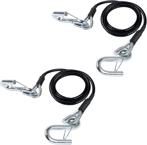 2 Pieces BX88196 Safety Cable Kit with S-Hooks 7FT Fits for RV Tow System, Replace Class III Trailer Safety Cables Support up to 7500lbs in Kuwait