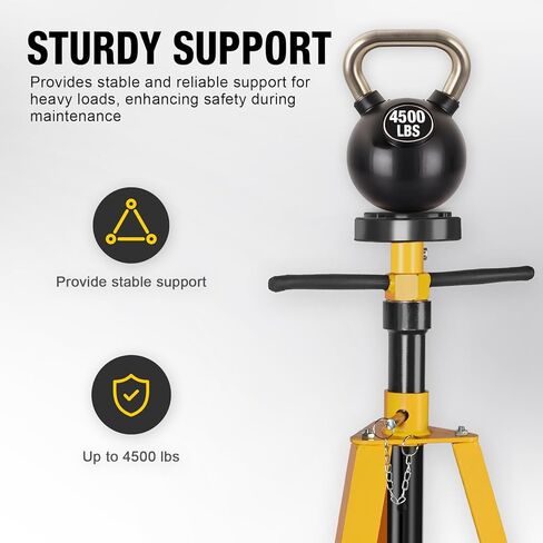 YELLOW JACKET 2 Ton Underhoist Support Stand High-Lift Jack Stand with 53in to 84in Reach for 4,000lbs Loads (Yellow) in Kuwait