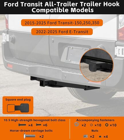 Class 3 Rear Trailer Hitch,2 inch Towing Hitch Receiver Compatible with 2015-2025 Ford Transit-150 Transit-250 Transit-350 E-Transit in Saudi Arabia