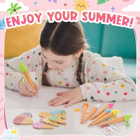 24 Sets End of Year Gift Ice Cream Ballpoint Pen Sticky Notes Ice Cream Party Supplies Kit for Summer Vacation Party Favors in Kuwait