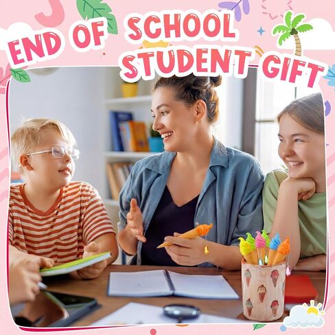 24 Sets End of Year Gift Ice Cream Ballpoint Pen Sticky Notes Ice Cream Party Supplies Kit for Summer Vacation Party Favors in Kuwait