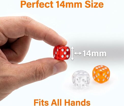 50 Pack Colorful Dice Set (14mm) 6 Sided Acrylic Dice Standard Dice Translucent Colored Bulk Dice for Classroom & DIY Crafts in Saudi Arabia