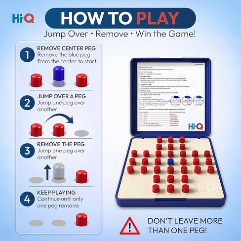 Original Solitaire Game - Solitaire Board Game for Kids, Adults & Seniors, Solo 1-Player, Puzzle & Strategy Problem Solving Game, Perfect Travel & College Board Game, Classic Hi-Q Peg Brain Teaser in Saudi Arabia