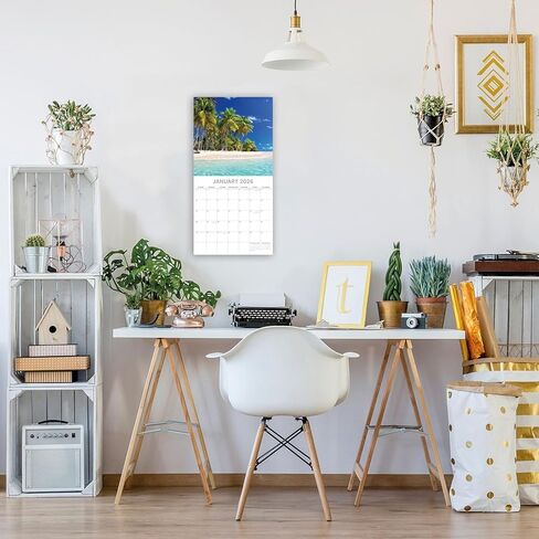 The Gifted Stationery 16-Month Square Wall Calendar - 2026 Calendar With Tropical Art & 180 Stickers - 2026 Wall Planner - Sept 2025-Dec 2026, 12 x 12 in in Kuwait