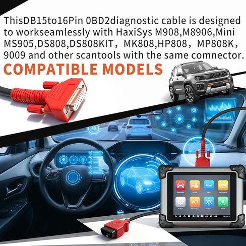 16 Pin OBDII Diagnostic Test Cable, Main Lead for OBD2 Scanner Diagnostic Tool, Fix Connection Error, OBD II Cord Compatible with MK808 MX808 MP808 DS708 DS808 MS906 MS908 IM508 IM508S in Saudi Arabia