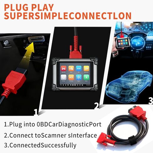 16 Pin OBDII Diagnostic Test Cable, Main Lead for OBD2 Scanner Diagnostic Tool, Fix Connection Error, OBD II Cord Compatible with MK808 MX808 MP808 DS708 DS808 MS906 MS908 IM508 IM508S in Saudi Arabia