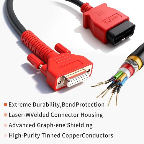 16 Pin OBDII Diagnostic Test Cable, Main Lead for OBD2 Scanner Diagnostic Tool, Fix Connection Error, OBD II Cord Compatible with MK808 MX808 MP808 DS708 DS808 MS906 MS908 IM508 IM508S in Saudi Arabia