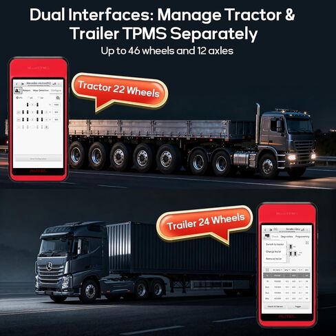 Autel MaxiTPMS ITS600CV Commercial Vehicle TPMS Tool, for Trucks Trailers Buses, Activate/Read/Program CVS-A01 Sensors, Bluetooth VCI, Bendix/WABCO Support, Includes 6/9-Pin UNI-4 DLC Adapters in Kuwait