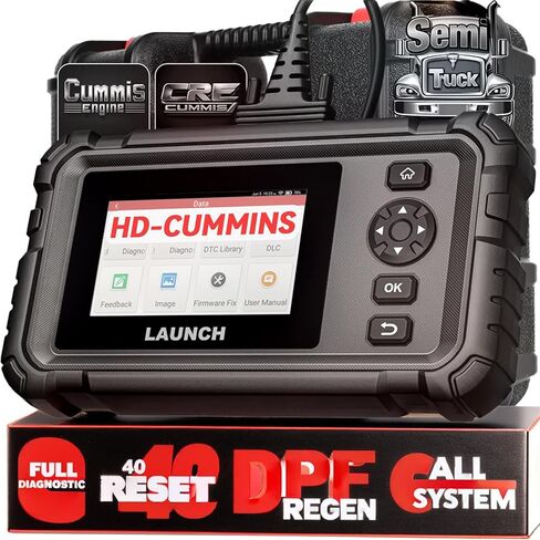 LAUNCH Creader Elite HD CRE CUMMIS نظام كامل ماسح ضوئي للشاحنات الثقيلة أداة مسح تشخيصية للديزل شبه ثنائية الاتجاه مع DPF Regen، 40+ إعادة ضبط لـ Cummins in Kuwait