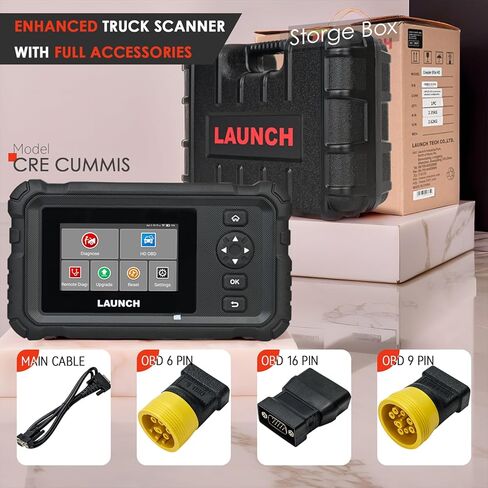LAUNCH Creader Elite HD CRE CUMMIS نظام كامل ماسح ضوئي للشاحنات الثقيلة أداة مسح تشخيصية للديزل شبه ثنائية الاتجاه مع DPF Regen، 40+ إعادة ضبط لـ Cummins in Kuwait