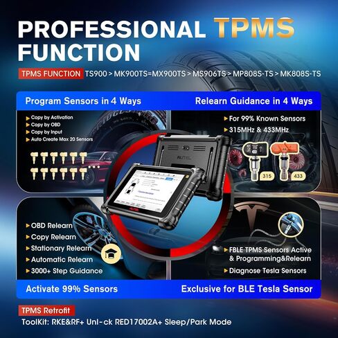 ماسح ضوئي Autel MaxiTPMS TS900، أداة مسح ثنائية الاتجاه 2026، أعلى TPMS مثل MS906 PRO-TS، يصل إلى MK900TS MX900TS MK808S-TS MK900 TS608، 3000+ اختبار نشط، 40+ خدمة، CAN-FD وDOIP، OS 11.0، FCA SGW in Kuwait