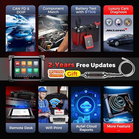 Autel Scanner MaxiSys Elite 2 PRO: 2026 تحديثات لمدة عامين Elite II PRO مع MV105S، برمجة J2534 كـ Ultra MS909 MS919 Up of MS908S PRO II، إصلاح Motor TruSpeed، 40+ إعادة تعيين، اختبار نشط 3K، DOIP CANFD in Kuwait