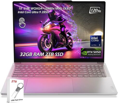 Lenovo Yoga Pro 9i 16"" Laptop (2024 Model) Intel 14th Gen Ultra 9 185H, NVIDIA GeForce RTX 4060, 32GB RAM, 1TB NVMe SSD, 16"" 3.2K Mini-Led 165Hz 1200-nits, Windows 11 Pro, Luna Grey, 83DN0008US in Saudi Arabia