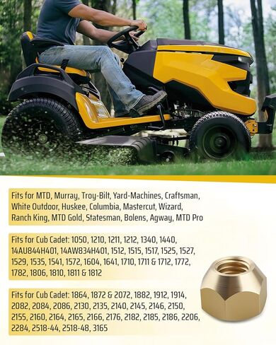 صامولة مناسبة لآلات MTD Murray Troy-Bilt Yard Craftsman Huskee، Cub Cadet 1050-3165 بيضاء في الهواء الطلق Bolens Ranch King، استبدال صواميل عجلة جزازة العشب 712-3050 912-3050 01001966 4 قطع in Kuwait