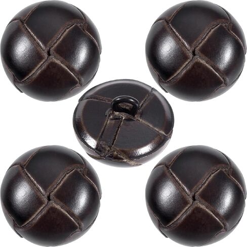 HINZIC 5pcs 20mm Black Leather Buttons for Clothes, Vintage Football Pattern Fasteners with Shank, Sew on Round Upholstery Buttons Sewing Supplies for Coats Jackets Sweaters Dress Jeans Shoes in Saudi Arabia