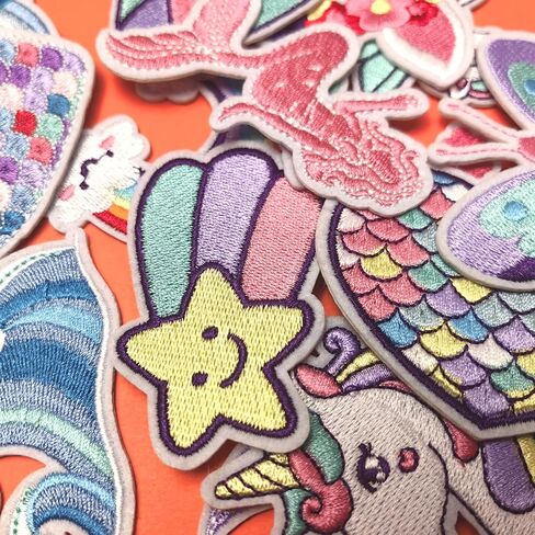 16PCS Mermaid Unicorn Adventure Iron on Patches, Fantasy Rainbow Fairy Tale Dream Embroidered Repair Patches for Clothes, Cute Applique for Hats, Jeans, Jackets, Backpacks, Shoes in Kuwait
