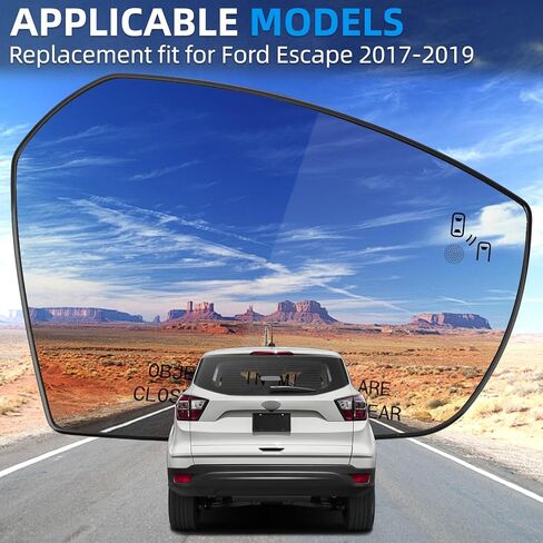 استبدال مرآة جانبية للركاب لسيارة Ford Escape 2017 2018 2019 - زجاج مرآة الجانب الأيمن، زجاج مرايا الرؤية الخلفية مع تسخين كهربائي ونقطة عمياء in Kuwait