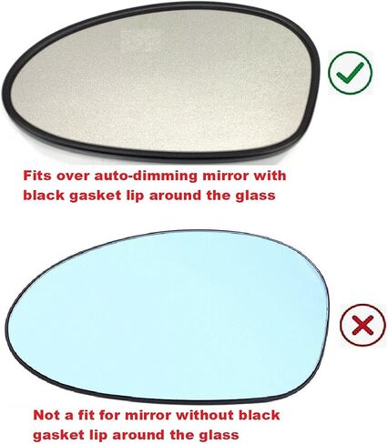 Fit Over Auto-Dimming Mirror Glass with FULL SIZE ADHESIVE for BMW 1 and 3 Series M3 and Z4 Driver Side View Left LH - Check size in description in Kuwait