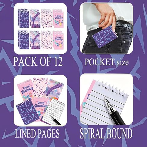 12 Pcs Mini Notepads Multicolor Style Notebooks Spiral Mini Notebook Demon Music Dance Themed Birthday Party Decorations in Saudi Arabia