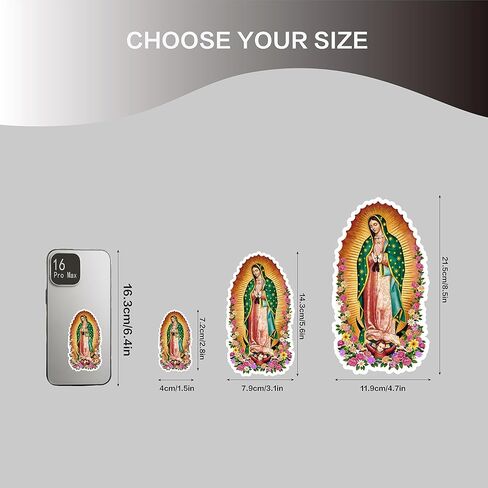 5 قطع من ملصقات Virgen de Guadalupe، سطح جاهز للماء، التصاق قوي، سهل التقشير، مناسب لنوافذ السيارات وأجهزة الكمبيوتر المحمولة وقبعات التخرج والهواتف والزجاجات ومجلات الصلاة (5.6 بوصة) in Kuwait