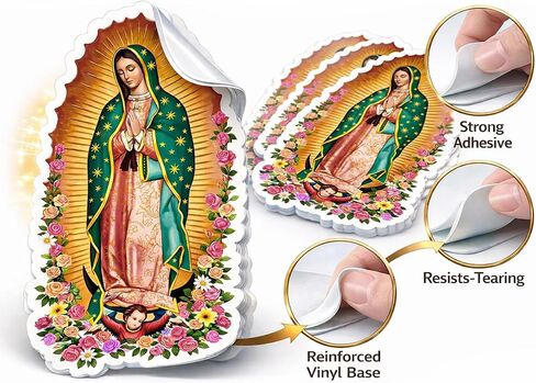 5 قطع من ملصقات Virgen de Guadalupe، سطح جاهز للماء، التصاق قوي، سهل التقشير، مناسب لنوافذ السيارات وأجهزة الكمبيوتر المحمولة وقبعات التخرج والهواتف والزجاجات ومجلات الصلاة (5.6 بوصة) in Kuwait