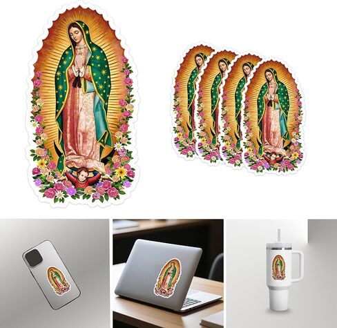 5 قطع من ملصقات Virgen de Guadalupe، سطح جاهز للماء، التصاق قوي، سهل التقشير، مناسب لنوافذ السيارات وأجهزة الكمبيوتر المحمولة وقبعات التخرج والهواتف والزجاجات ومجلات الصلاة (5.6 بوصة) in Kuwait