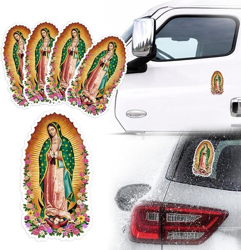 5 قطع من ملصقات Virgen de Guadalupe، سطح جاهز للماء، التصاق قوي، سهل التقشير، مناسب لنوافذ السيارات وأجهزة الكمبيوتر المحمولة وقبعات التخرج والهواتف والزجاجات ومجلات الصلاة (5.6 بوصة) in Kuwait