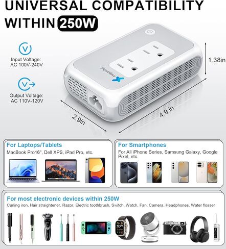 220 to 110 Voltage Converter Us to Europe 220V to 110V Converter for European Travel Plug Adapter Hair Straightener Power Converter Adapter Combo 2USB+2TYPE C in Saudi Arabia