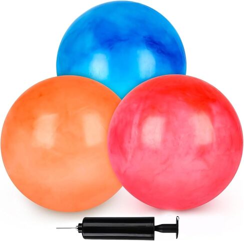 LovesTown 3PCS Playground Balls, 14 Inch Marbleized Bouncy Balls Inflatable Dodgeball Kickballs Rubber Sensory Balls with Hand Pump, for Kids Indoor and Outdoor Ball Games Sports Party Favors in Saudi Arabia