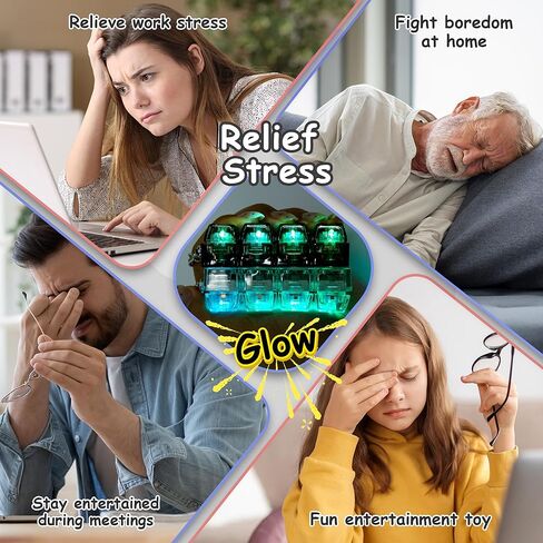 4 PCS Glow Keyboard Fidget Toy, Keyboard Fidget with LED Light Keychain 4-in-1 Keyboard Decompression Button Finger Clicker Toys, Button Stress Relief Fidget Gifts for Kids Adults (Clear Black) in Saudi Arabia