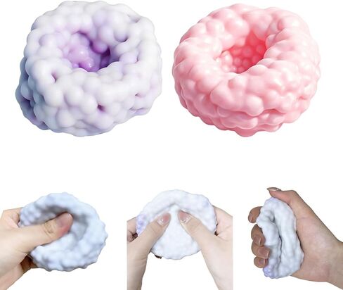 2026New Crunchy Noisy Stress Balls, Shapeable Crunchy Squishy Balls, Ice Skin Fidget Sensory Toys for Anxiety Stress Relief Focus Relaxing- Portable Desktop Stress Relief Squeeze Toys (Pink+Purple) in Saudi Arabia