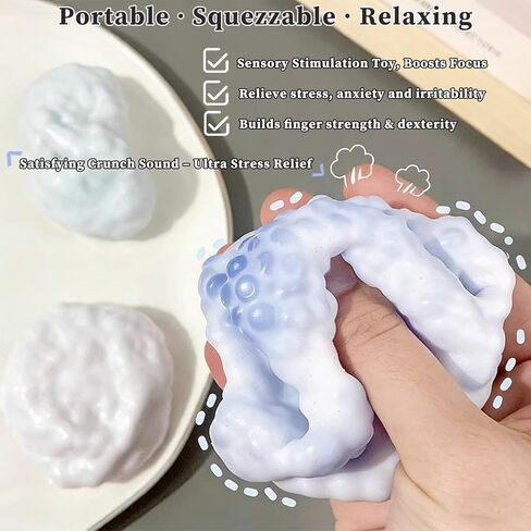 2026New Crunchy Noisy Stress Balls, Shapeable Crunchy Squishy Balls, Ice Skin Fidget Sensory Toys for Anxiety Stress Relief Focus Relaxing- Portable Desktop Stress Relief Squeeze Toys (Pink+Purple) in Saudi Arabia