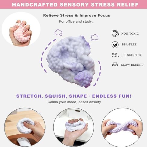 2026New Crunchy Noisy Stress Balls, Shapeable Crunchy Squishy Balls, Ice Skin Fidget Sensory Toys for Anxiety Stress Relief Focus Relaxing- Portable Desktop Stress Relief Squeeze Toys (Pink+Purple) in Saudi Arabia