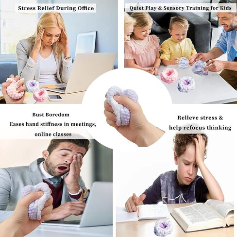 2026New Crunchy Noisy Stress Balls, Shapeable Crunchy Squishy Balls, Ice Skin Fidget Sensory Toys for Anxiety Stress Relief Focus Relaxing- Portable Desktop Stress Relief Squeeze Toys (Pink+Purple) in Saudi Arabia