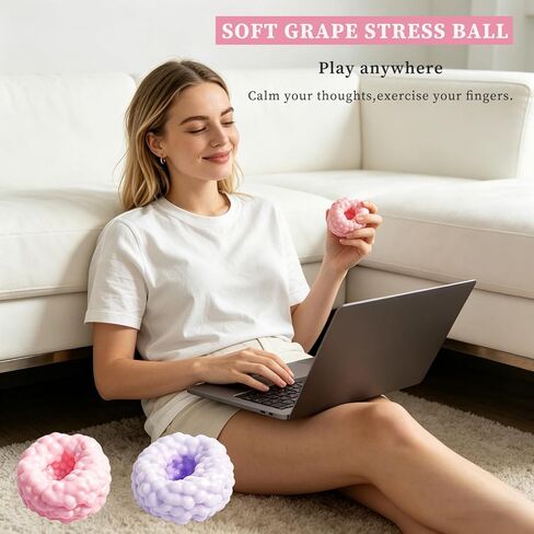 2026New Crunchy Noisy Stress Balls, Shapeable Crunchy Squishy Balls, Ice Skin Fidget Sensory Toys for Anxiety Stress Relief Focus Relaxing- Portable Desktop Stress Relief Squeeze Toys (Pink+Purple) in Saudi Arabia