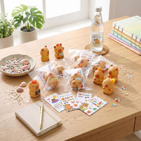 24 Sets Capybara End of Year Gifts for Students Bulk Cute Capybara Squeeze Toys and Cards Summer Vacation Goodie Bags Fillers for Summer Break Graduation Party Favor Classroom Prizes Gifts in Kuwait