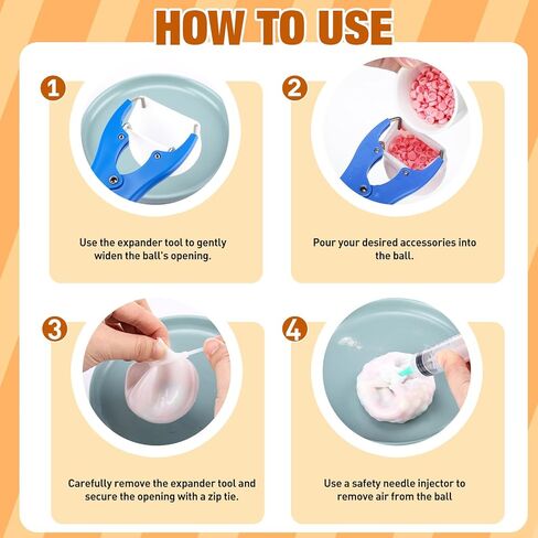 Tasdurian 20 Set DIY Stress Ball Making Kit Empty Stress Ball DIY Kit with 10 Milky Blank Skins 10 Transparent Blank Skins 10 Fillers Expander Tool Vacuum Evacuating Device(Mixed Colors,Style A) in Saudi Arabia