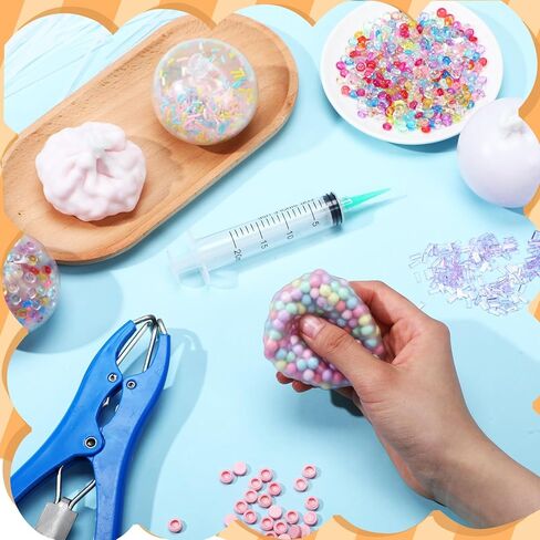 Tasdurian 20 Set DIY Stress Ball Making Kit Empty Stress Ball DIY Kit with 10 Milky Blank Skins 10 Transparent Blank Skins 10 Fillers Expander Tool Vacuum Evacuating Device(Mixed Colors,Style A) in Saudi Arabia