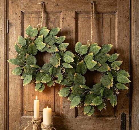 26" Green Hibiscus & Eucalyptus Leaf Wreath for Front Door - Large Artificial Greenery Outdoor Wreath for Porch, Window, Farmhouse, Home, Holiday, Hanging Decor - Spring, Summer, Fall, All Seasons in Saudi Arabia