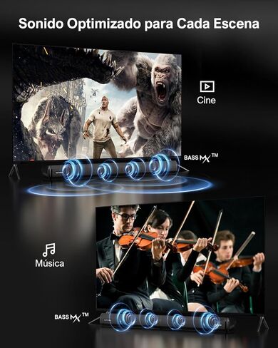 شريط الصوت Ultimea 2.2Ch للتلفزيون الذكي ، Peak Power 100W ، شريط صوت قابل للفصل 2 في 1 للتلفزيون ، Bluetooth 5.3 Soundbar ، 3 أوضاع Eq ، تقنية Bassmx ، HDMI-ARC/OPT/AUX ، جدار الجدار ، Apollo S40 in Kuwait
