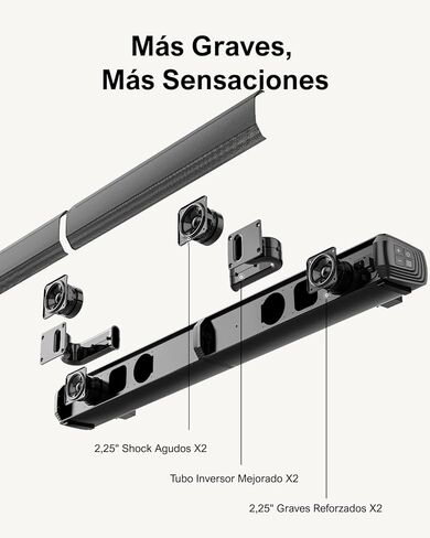 شريط الصوت Ultimea 2.2Ch للتلفزيون الذكي ، Peak Power 100W ، شريط صوت قابل للفصل 2 في 1 للتلفزيون ، Bluetooth 5.3 Soundbar ، 3 أوضاع Eq ، تقنية Bassmx ، HDMI-ARC/OPT/AUX ، جدار الجدار ، Apollo S40 in Kuwait