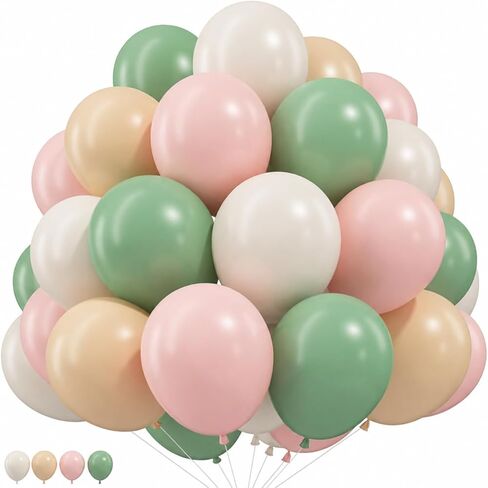 Woodland Balloons, 12 Inch Sage Green Brown and Sand White Balloon Double Stuffed Blue Balloon for Woodland Safari Jungle Forest Wild One Baby Shower Birthday Party Decorations in Saudi Arabia